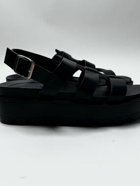Black Women's Platform Fisherman Sandals